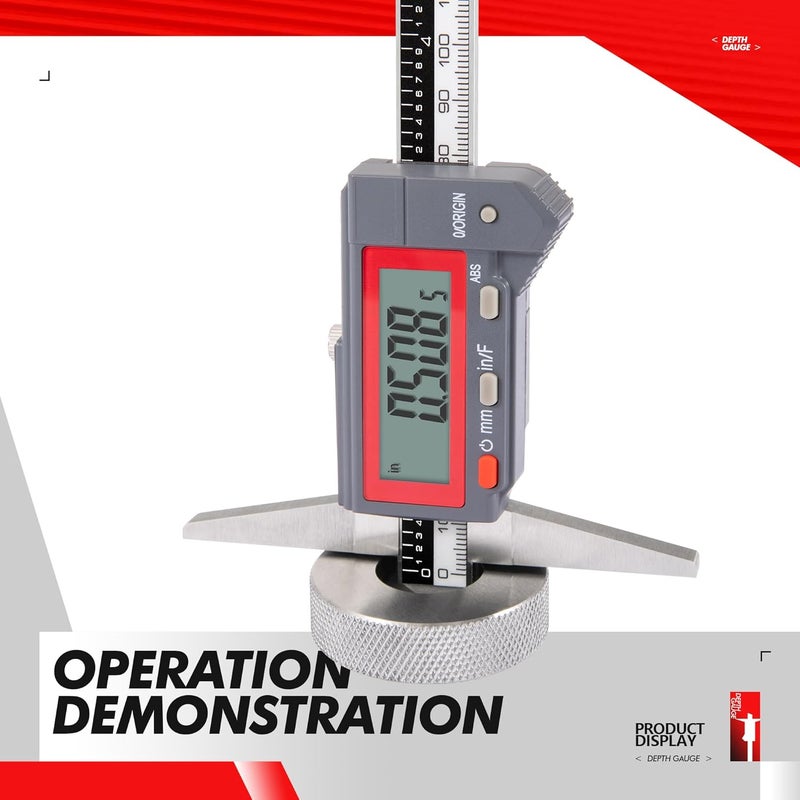 UNIPEC Absolute Digital Depth Caliper 0-150mm / 0-6", ±0.02mm Accuracy, 0.01mm/0.0005" Resolution, Electronic Depth Gauge with Locking Dial, Precision Measuring Tool for Machining & Inspection - Image 5